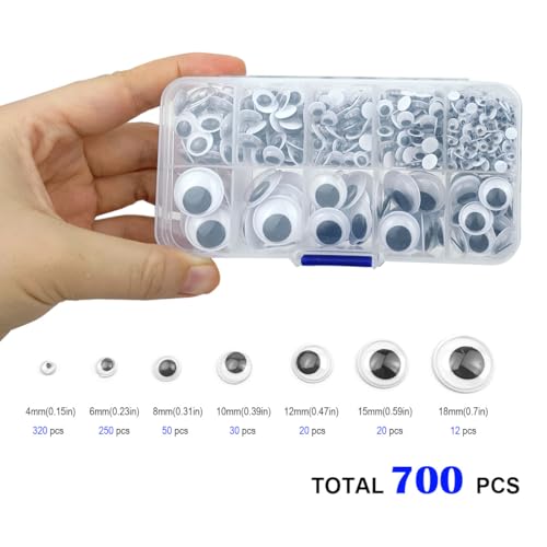 FKEYTO 450Pcs Black Wiggle Googly Eyes with Self-Adhesive, 6mm 8mm 10 mm 12mm 15mm Mixed Packaging,3 Years and up - Image 2