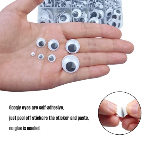 FKEYTO 450Pcs Black Wiggle Googly Eyes with Self-Adhesive, 6mm 8mm 10 mm 12mm 15mm Mixed Packaging,3 Years and up - Image 3