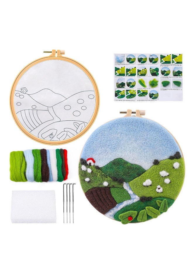Embroidery Kits, Needle Felt Starter Set for Beginners, Wool Needle Felt Set with Embroidery Hoop Color Threads Felt - Image 1