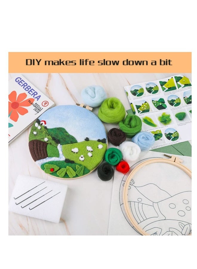 Embroidery Kits, Needle Felt Starter Set for Beginners, Wool Needle Felt Set with Embroidery Hoop Color Threads Felt - Image 4