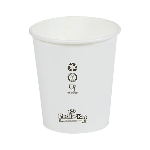 Pack2Eat Paper Non Slip & Leak Proof Cups, Non-Soggy, Water Cups (200 ml, 100 Pcs) - Image 1