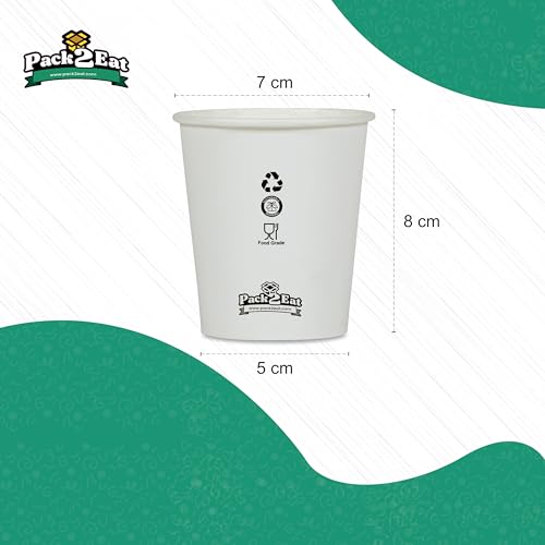 Pack2Eat Paper Non Slip & Leak Proof Cups, Non-Soggy, Water Cups (200 ml, 100 Pcs) - Image 3