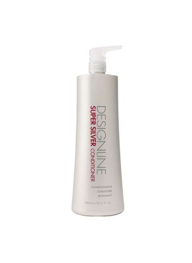 DESIGNLINE Super Silver Conditioner - Regis, 32.5 oz - Restores Moisture to Boost Color Brilliance for Blonde, Grey, and White Hair and Strengthens, Detangles, and Improves Elasticity 
