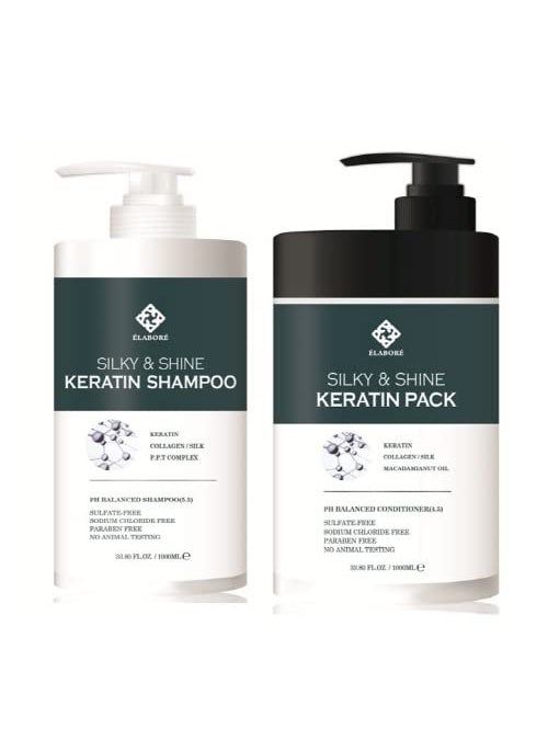 Elabore - Elabore Silky  Shine KERATIN Shampoo  Pack SET 3380floz 1000ml - Image 1