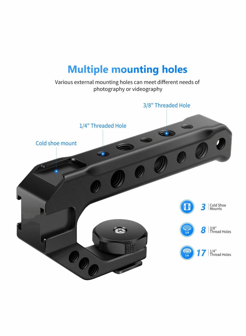 Captaintech Universal Camera Hot Shoe Top Handle Grip, KASTWAVE Universal Video Stabilizing Rig with 3 Cold Shoe Mounts for DSLR cameras, Fits Microphone, LED Light, Monitor for Low-Angle Shots, Metal - ST28 - Image 3