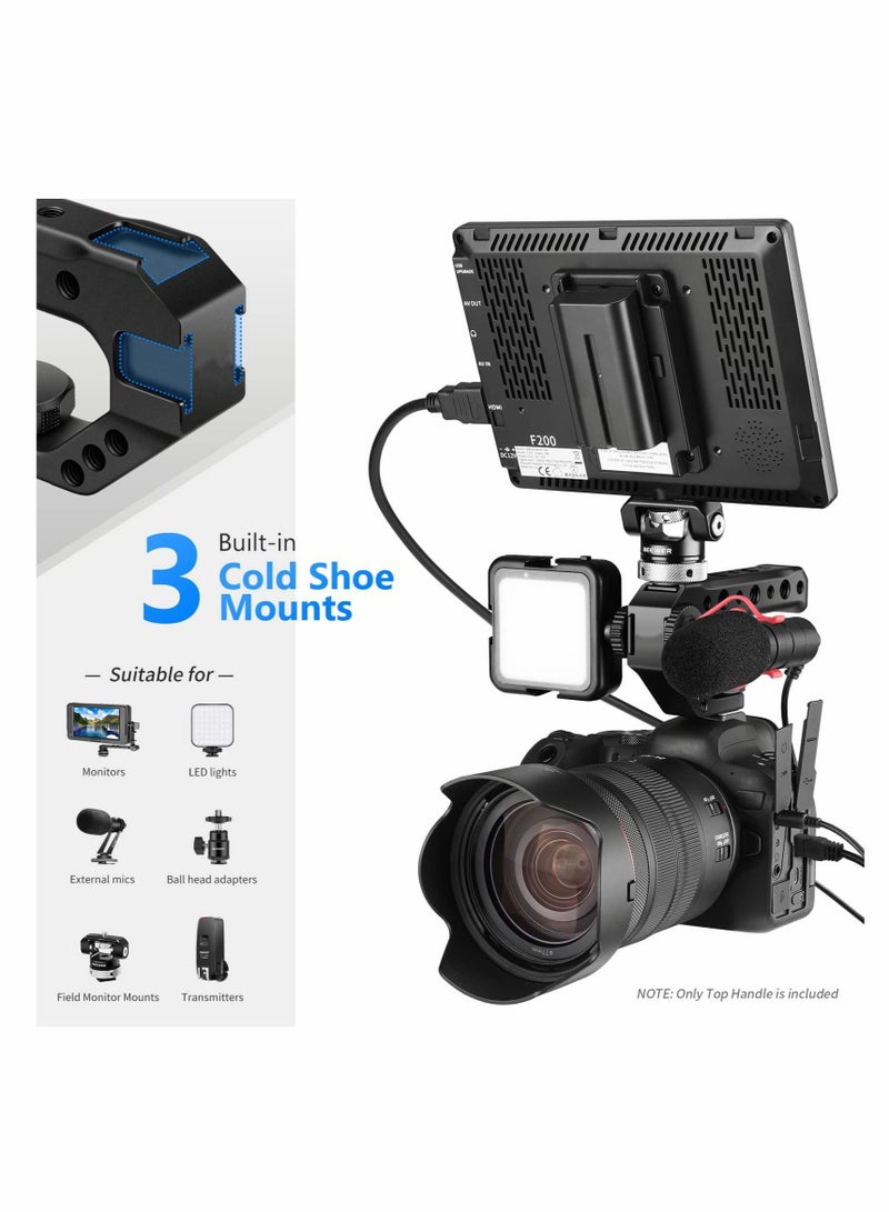Captaintech Universal Camera Hot Shoe Top Handle Grip, KASTWAVE Universal Video Stabilizing Rig with 3 Cold Shoe Mounts for DSLR cameras, Fits Microphone, LED Light, Monitor for Low-Angle Shots, Metal - ST28 - Image 4
