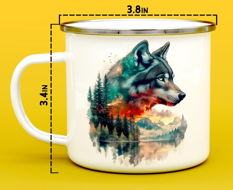 Loftipop Nature Wolf Enamel Camp Mug Wild Life Animal Campfire Camping Cup Outdoor Lover Gifts 16oz - Image 5