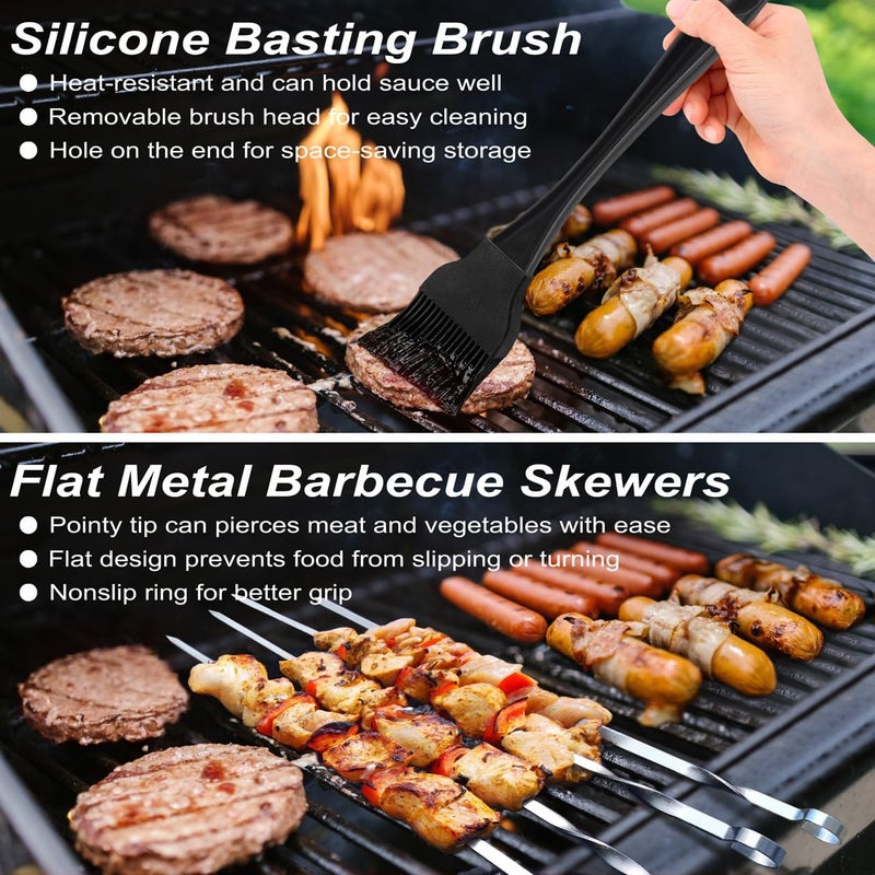 POLIGO 26 PCS Grill Set Backyard BBQ Grill Accessories Stainless Steel Grill Utensils Set with Bag for Fathers Day Birthday - Camping BBQ Tools Grilling Tools Set Ideal Grilling Gifts for Men Women - Image 4