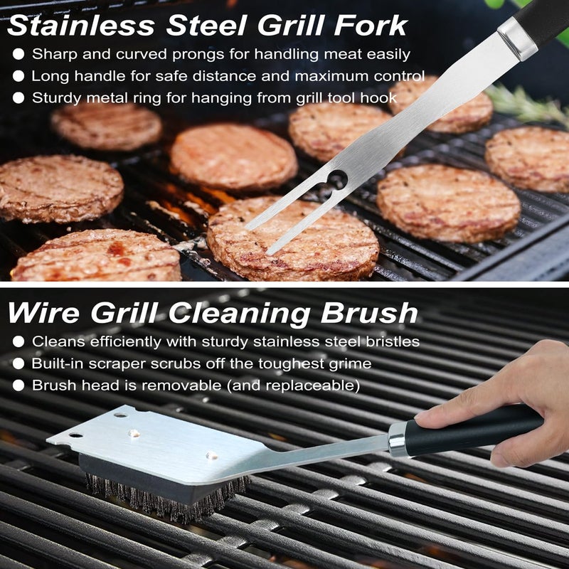 POLIGO 26 PCS Grill Set Backyard BBQ Grill Accessories Stainless Steel Grill Utensils Set with Bag for Fathers Day Birthday - Camping BBQ Tools Grilling Tools Set Ideal Grilling Gifts for Men Women - Image 3