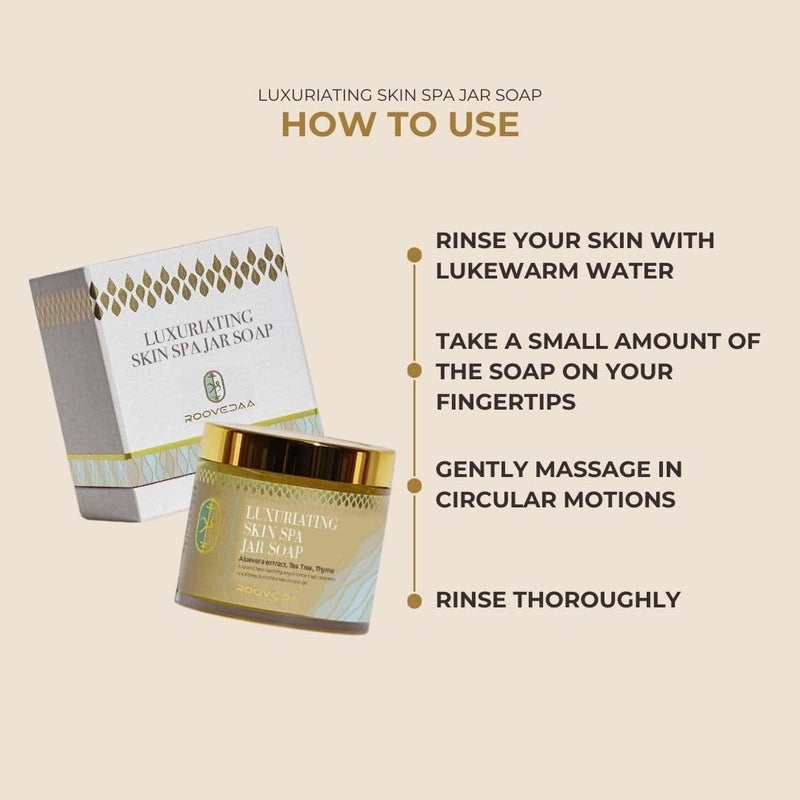Roovedaa Luxuriating Skin Spa Jar Soap For Deep Cleansing Hydrating  Nourishing  Infused with Aloe Vera Tea Tree  Thyme  Gentle Exfoliation  Moisturizing for Radiant Glowing Skin  100gms - Image 4
