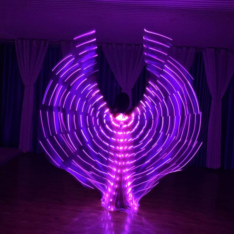Luminous Butterfly Wings Cloak Belly Dance Performance Props Halloween Christmas Party Costumes Polyester Fiber Macaron Color adult rose red 
