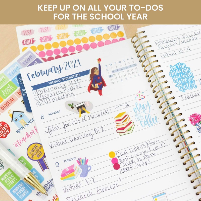 bloom daily planners New Teacher Planner Sticker Pack - School Themed Planning Stickers for Teachers, Educators, Homeschoolers, etc.- 8 Sheets/586 Stickers per Pack! - Image 4