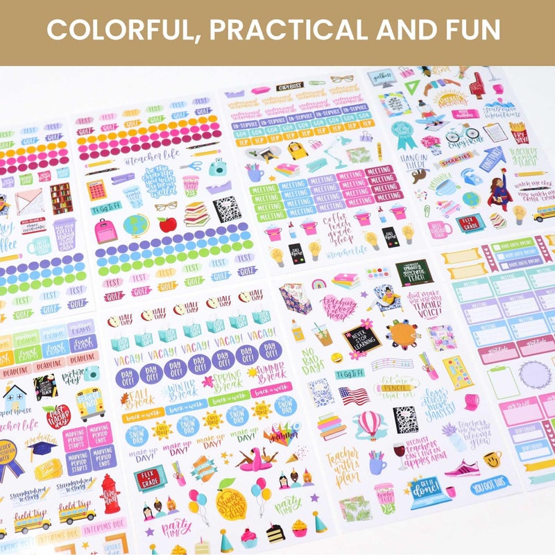 bloom daily planners New Teacher Planner Sticker Pack - School Themed Planning Stickers for Teachers, Educators, Homeschoolers, etc.- 8 Sheets/586 Stickers per Pack! - Image 5