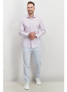 roberto cavalli Men Slim Fit Embroidered Logo Long Sleeve Dress Shirt, Lavender  - Image 3