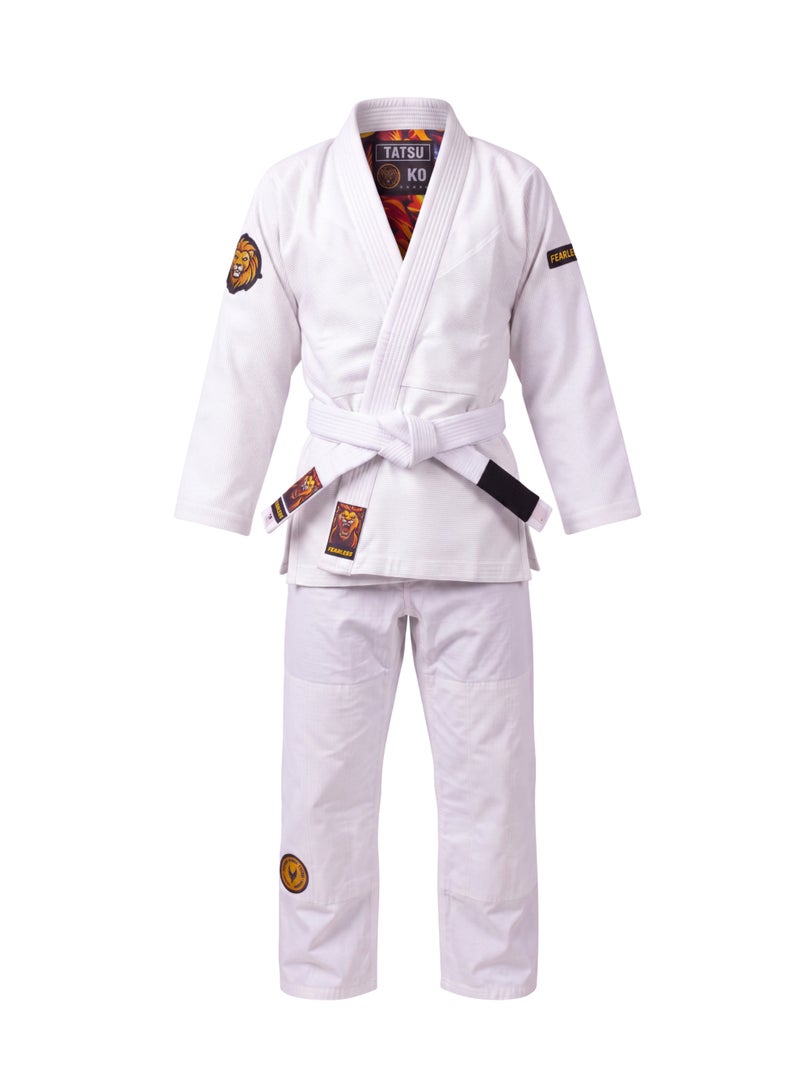 TATSU FEARLESS BJJ Gi – White | Premium Pearl Weave - Kids - Image 1