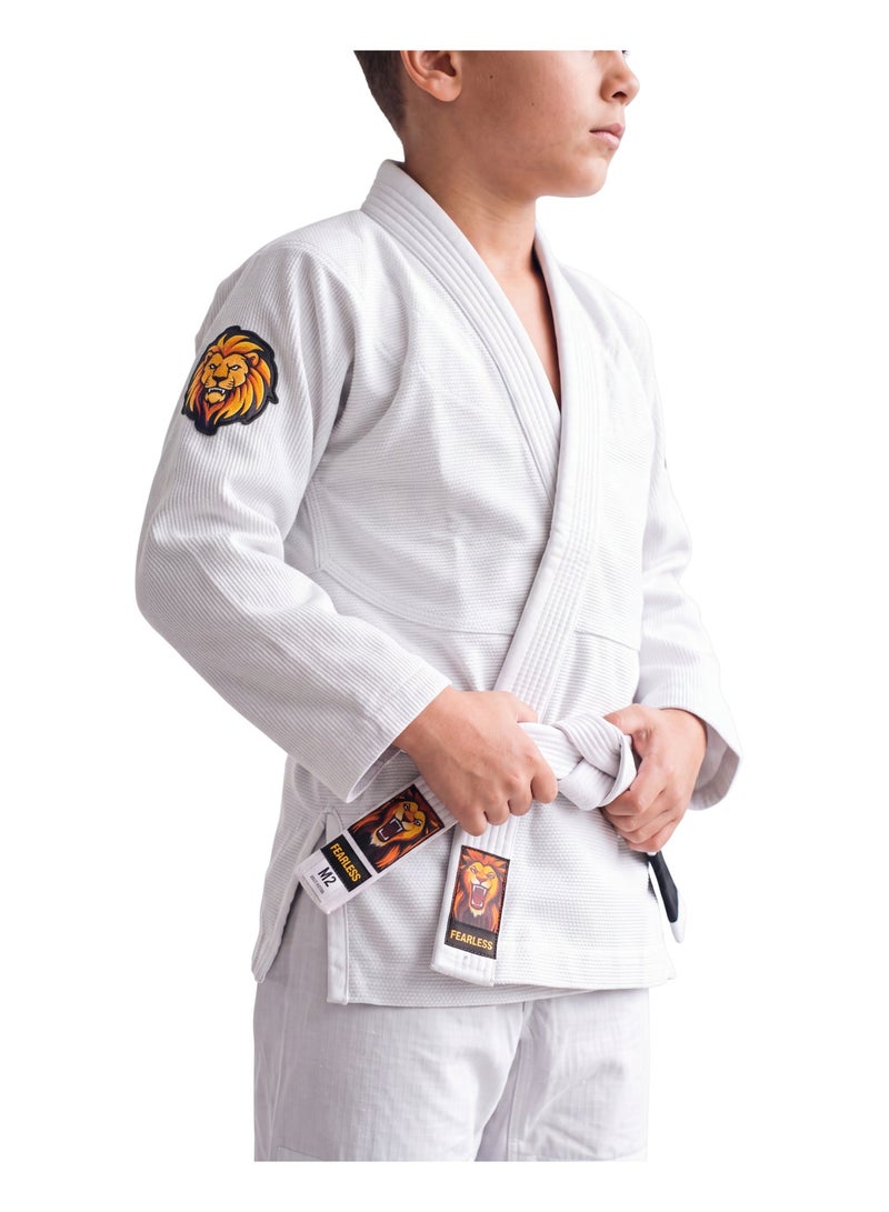 TATSU FEARLESS BJJ Gi – White | Premium Pearl Weave - Kids - Image 3