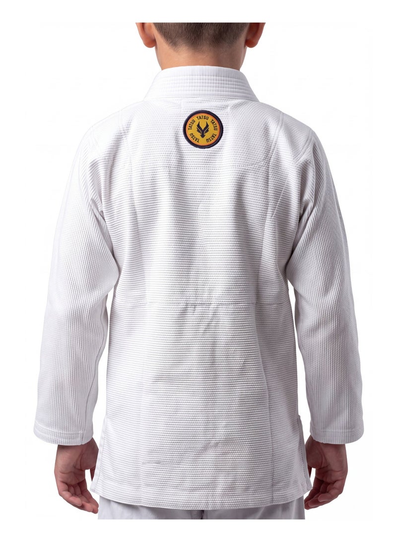 TATSU FEARLESS BJJ Gi – White | Premium Pearl Weave - Kids - Image 4