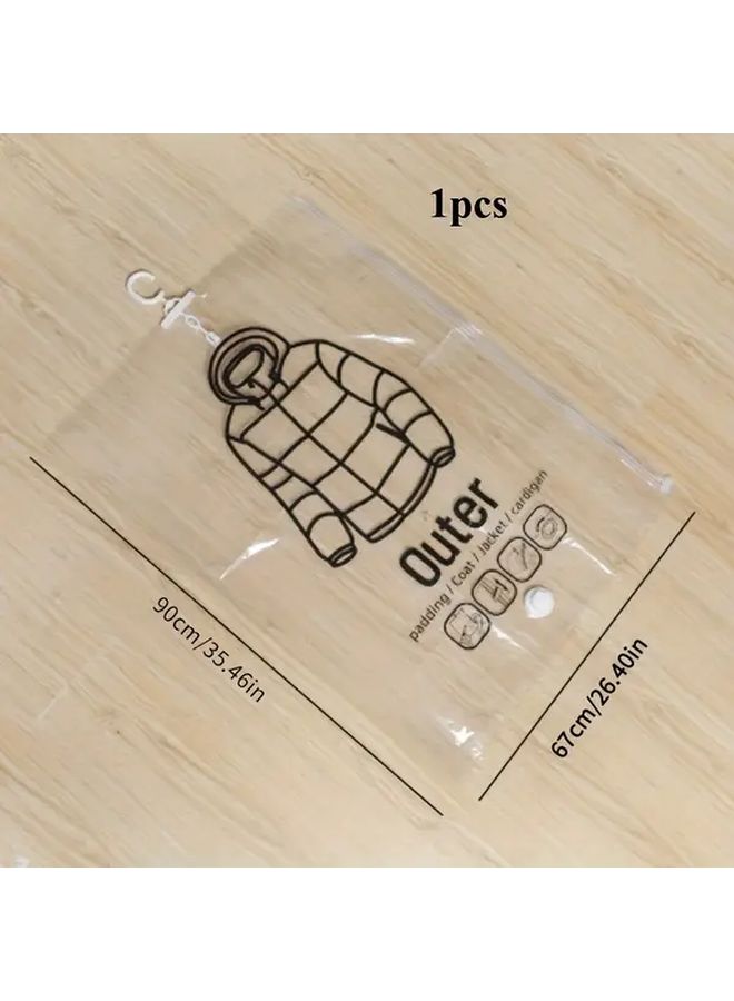 Reusable Hanging Vacuum Storage Bag 26.40x35.46 Inches for Clothes Coats Jackets Dresses - Image 2