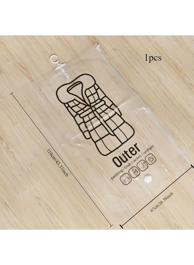Reusable Hanging Vacuum Storage Bag 26.40x35.46 Inches for Clothes Coats Jackets Dresses - Image 3