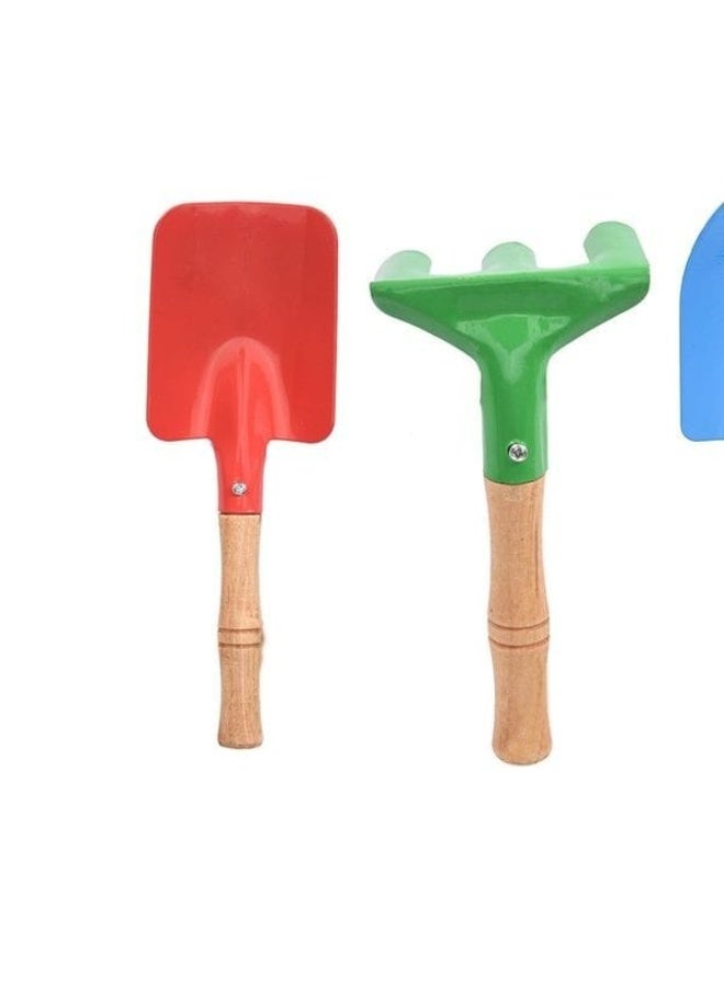 4 قطع من ألعاب الشاطئ والرمل الملونة بمقابض خشبية، أحمر، أصفر، أزرق، أخضر، برتقالي - Image 5