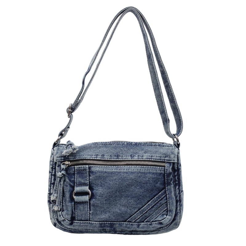 Extolove Denim Crossbody Bags for Women Small Jean Purse Casual Denim Shoulder Bag Handbag (Blue) - Image 1