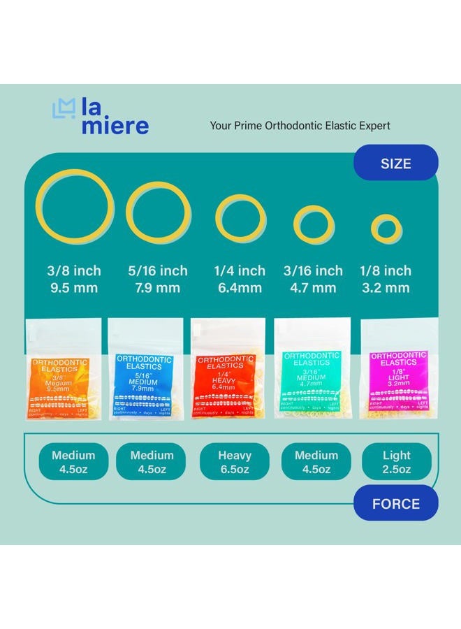 LA MIERE Amber Latex100 counts, Intraoral Elastic Bands Orthodontic Elastics Dental Rubber Bands Made in US Medium 1/4'', Amber Latex - Image 5