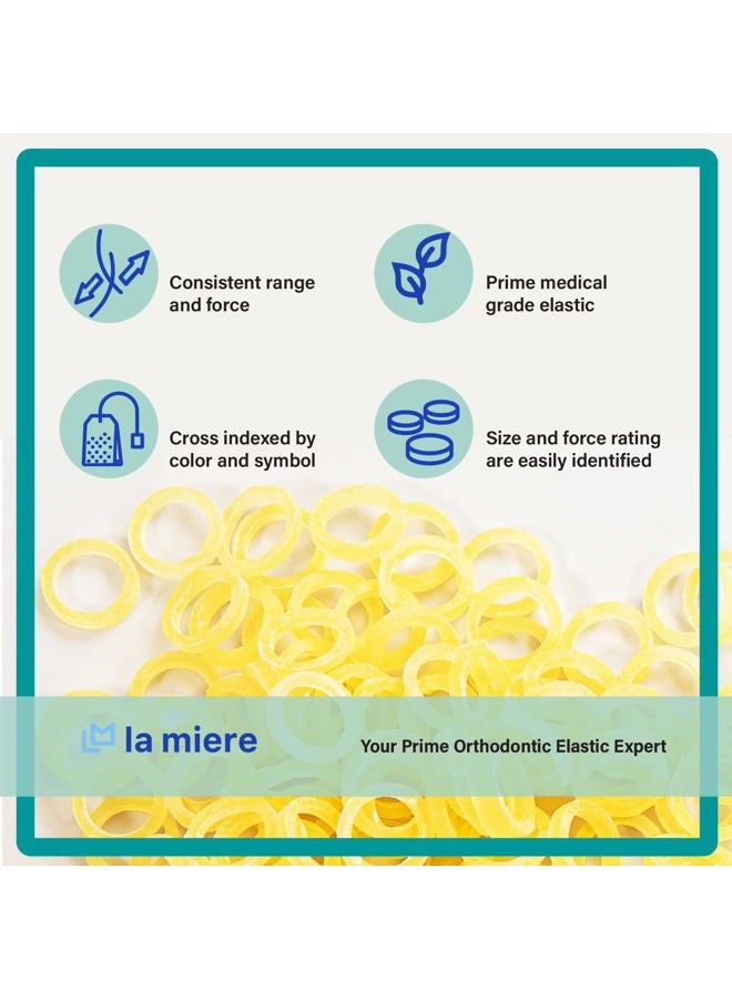 LA MIERE Amber Latex100 counts, Intraoral Elastic Bands Orthodontic Elastics Dental Rubber Bands Made in US Medium 1/4'', Amber Latex - Image 4