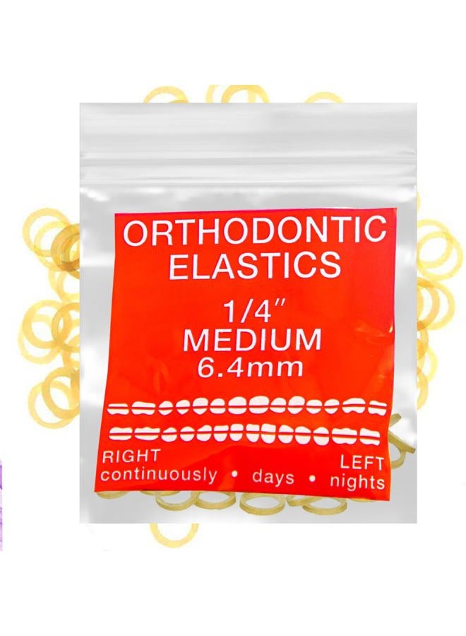 LA MIERE Amber Latex100 counts, Intraoral Elastic Bands Orthodontic Elastics Dental Rubber Bands Made in US Medium 1/4'', Amber Latex - Image 1