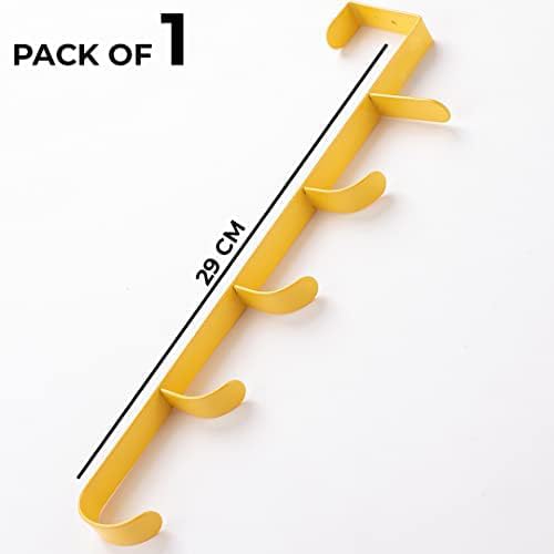Homestic Homestic 5-Level Cloth Hanger|Multipurpose Cloth & Towel Holder|Iron Spray Material|Easy Installation|Interchangeable Over The Door Towel Holder|ZT-3115(Y)|Yellow - Image 2