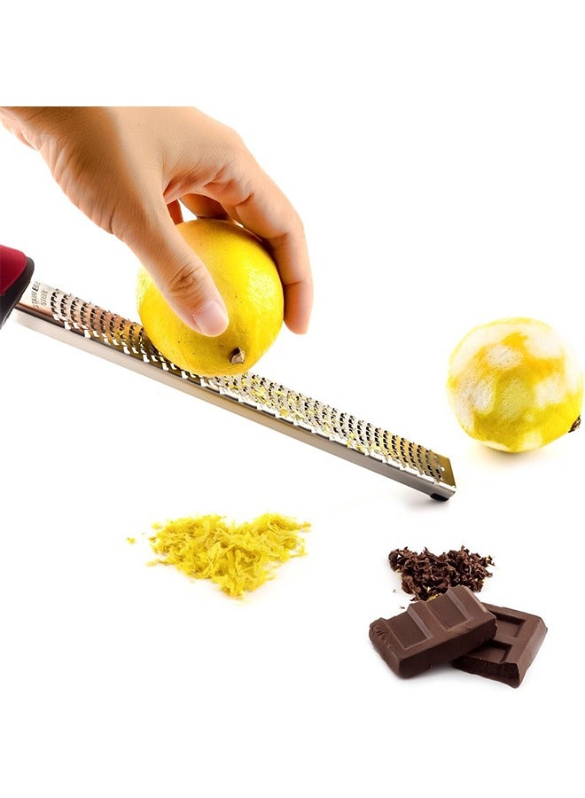 Lemon Zester, Stainless Steel Kitchen Cheese Grater, Plastic Cover Ergonomic Soft Black Handle  - Image 4