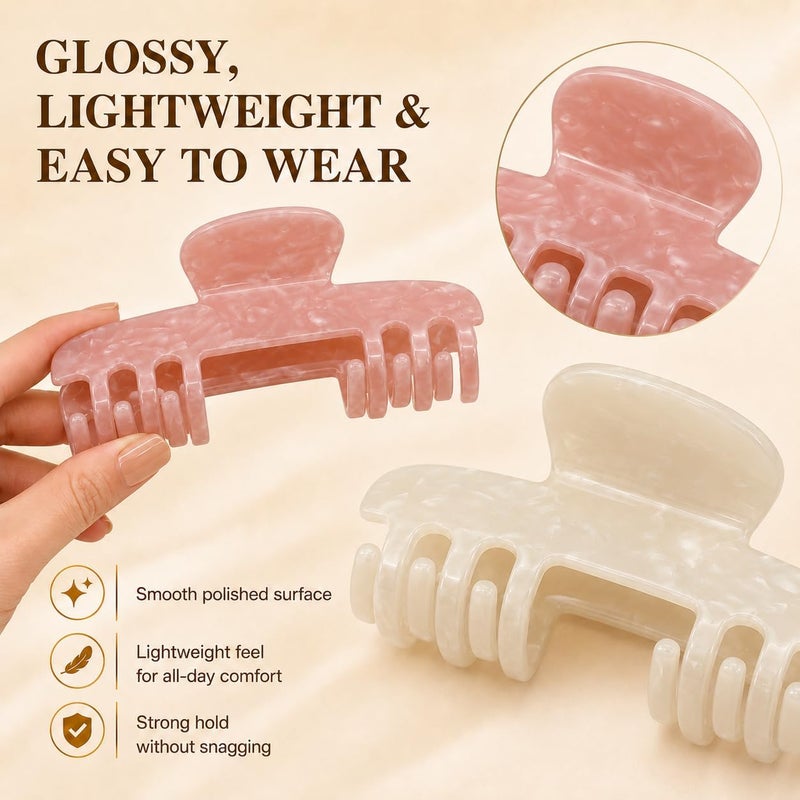 Aileam Fast warehouse picking 2 Pcs Large Hat Claw Clips for Women, Flat Open Hair Clips for Baseball Caps and Trucker Hats, Acetate Leopard Tortoise Shell Non Slip Strong Hold Hair Clips for Thin Medium Hair Oil resistant - Image 5