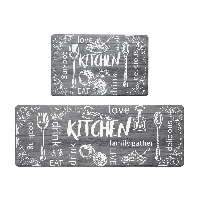HEBE Kitchen Mats for Floor Set of 2 Thick Anti Fatigue Mat for Cushioned Waterproof NonSlip Rugs Comfort Standing Chef Mat for Kitchen Sink Laundry Room Farmhouse Home Decor