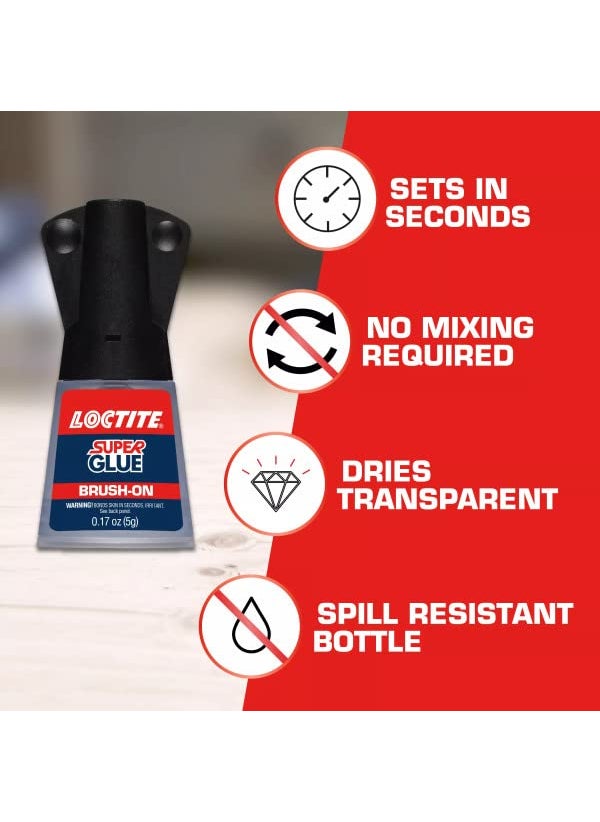 Loctite Loctite Super Glue, 5 Gram Brush-On Bottle, 6 Pack - Clear Superglue for Plastic, Wood, Metal, Crafts, & Repair, Instant Glue Adhesive, Quick Dry  - Image 4