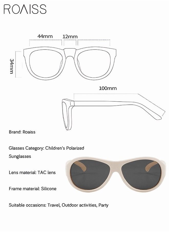 roaiss Oval Polarized Sunglasses for babies UV400 Protection Cute Beach Holiday Sun Glasses with Flexible Silicone Frame and Elastic Strap for Boys Girls Age 0-3 Beige  - Image 5