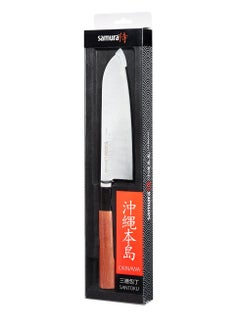 Samura Samura OKINAWA Santoku Knife | 6.9"/175 mm | Double-Edged Blade | Rosewood Handle | AUS-8 Stonewash Blade | Precision Cutting | Corrosion Resistant  - Image 1