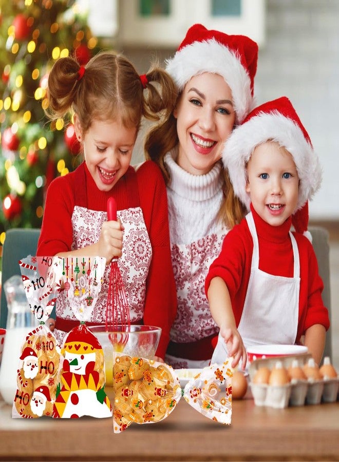 DULEFUN 160PCS Christmas Cellophane Treat Bags 8 Styles Clear Xmas Candy Cookie Goodie Cello Bags with Twist Ties for Christmas Winter Holiday Party Favors Supplies - Image 3