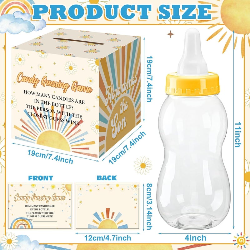 Glenmal 52 Pcs Baby Shower Games Gift Sets Large Baby Bottle for Shower Game Guess How Many Candies Decorations for Gender Reveal(Here Comes The Son) - Image 2