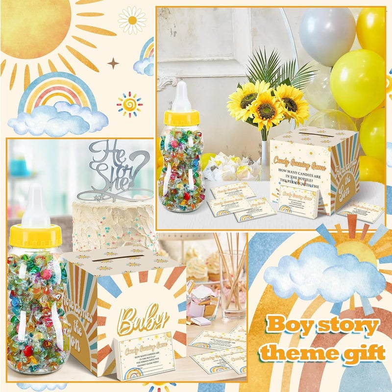 Glenmal 52 Pcs Baby Shower Games Gift Sets Large Baby Bottle for Shower Game Guess How Many Candies Decorations for Gender Reveal(Here Comes The Son) - Image 4