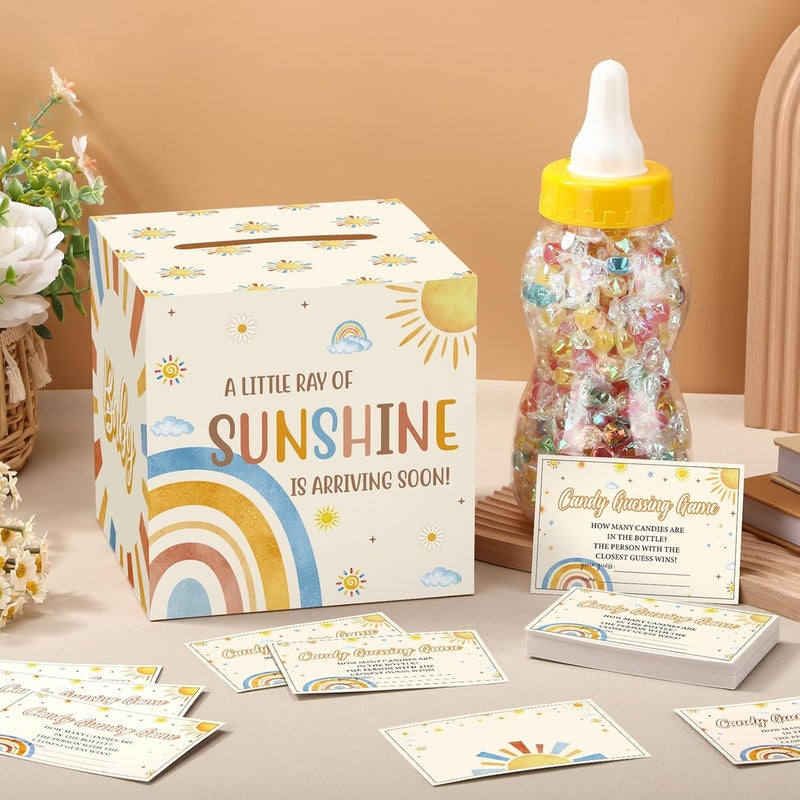 Glenmal 52 Pcs Baby Shower Games Gift Sets Large Baby Bottle for Shower Game Guess How Many Candies Decorations for Gender Reveal(Here Comes The Son) - Image 3