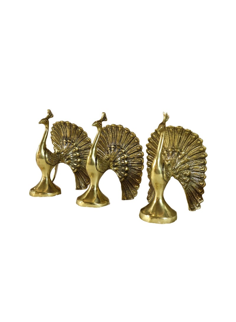 Handcrafted Brass Peacock Figurine, Golden Finish, Solid Brass, Home Décor Sculpture - Image 5