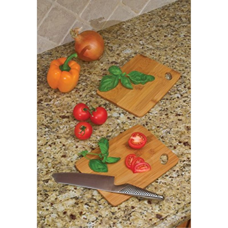 Lipper International Bamboo Wood Thin Kitchen Cutting Boards with Oval Hole in Corner, Set of 2 Boards, 6" x 8" x 0.25" - Image 3