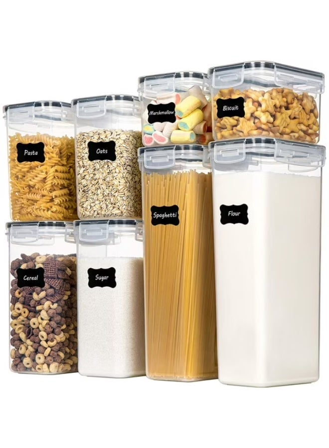 ايست من نون مجموعة من 8 حاويات تخزين طعام محكمة الإغلاق - بلاستيك خالٍ من مادة BPA، حاويات تخزين مطبخ متعددة الأغراض بأغطية محكمة لحفظ الأطعمة الجافة والوجبات الخفيفة وتحضير الوجبات مقاسات مختلفة - Image 1