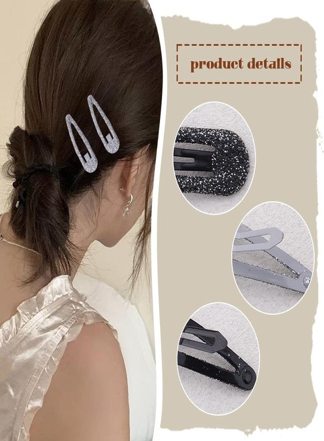 Kefley Black Silver Sequin Snap Clips for Thick Thin Fine Hair Clips Barrettes Hairpins for Women Girls Metallic Cool Edgy Y2K 2000s Hair Accessories for Prom Ball Music Festival 12 PCS - Image 5