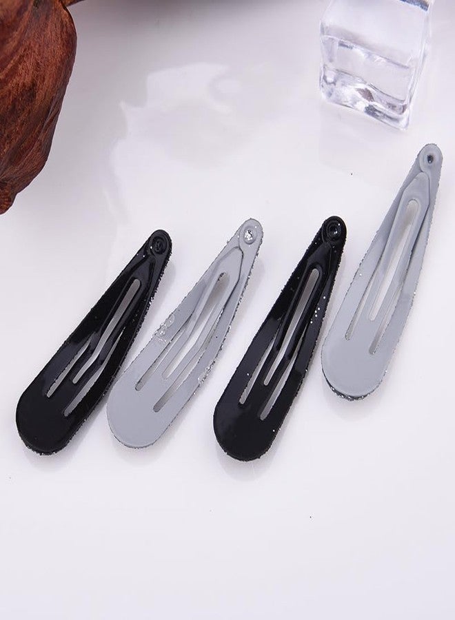 Kefley Black Silver Sequin Snap Clips for Thick Thin Fine Hair Clips Barrettes Hairpins for Women Girls Metallic Cool Edgy Y2K 2000s Hair Accessories for Prom Ball Music Festival 12 PCS - Image 4