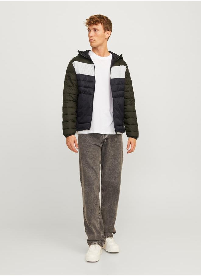 JACK & JONES - Color Block Hooded Puffer Jacket - Image 1