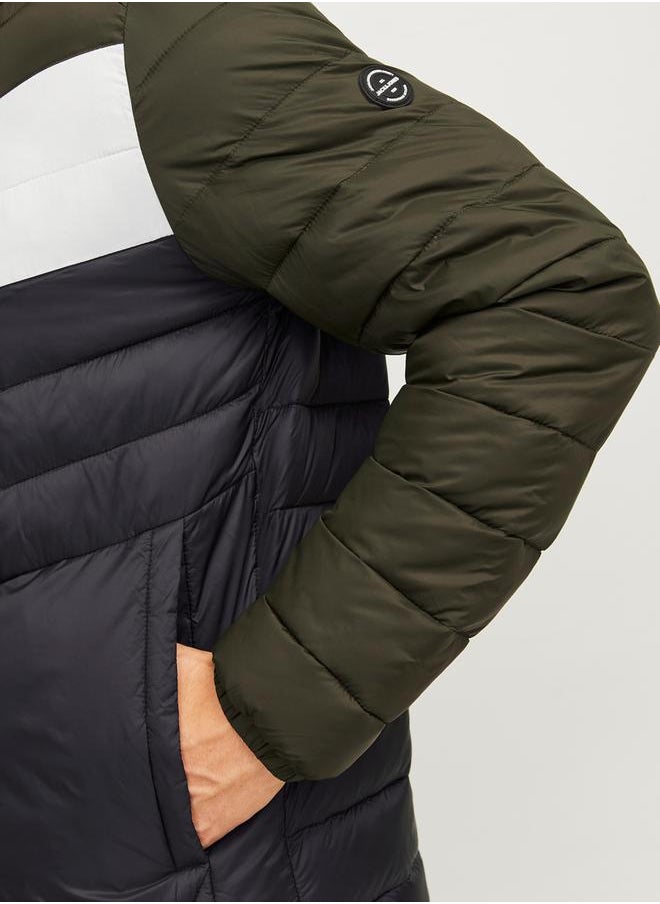 JACK & JONES - Color Block Hooded Puffer Jacket - Image 1