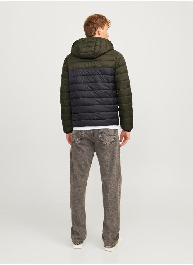 JACK & JONES - Color Block Hooded Puffer Jacket - Image 1