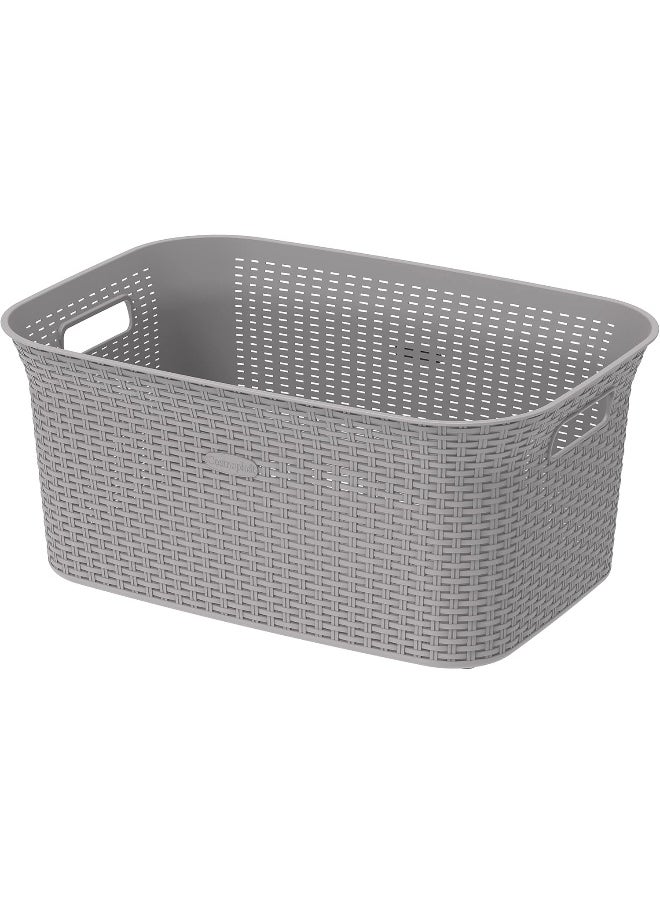 Cosmoplast 50L Cedarattan Laundry Basket, Grey  - Image 1
