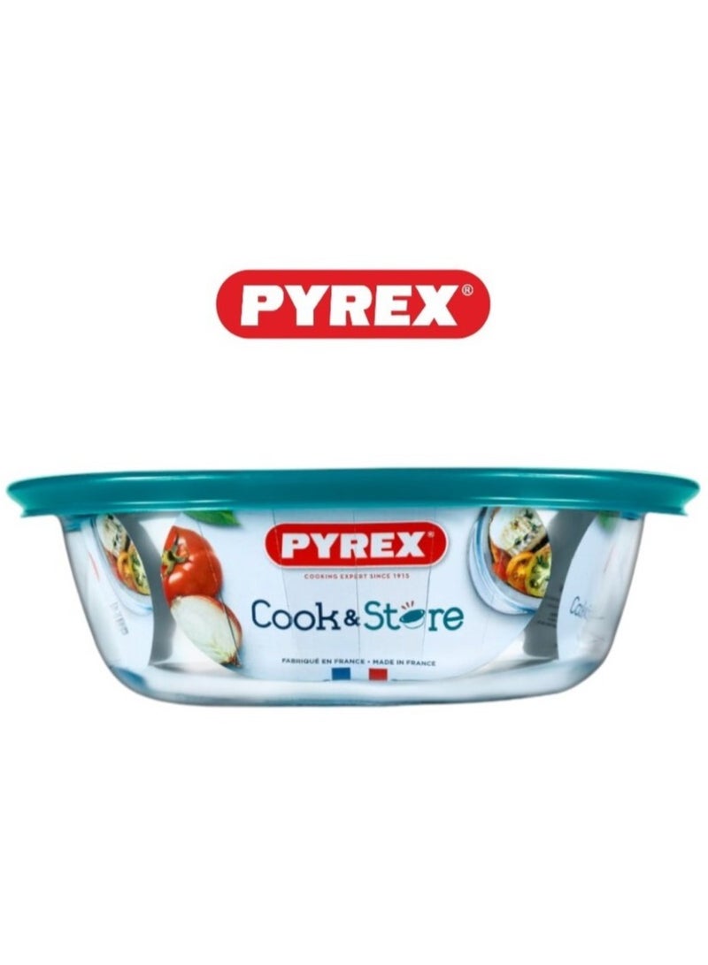 Pyrex Cook & Store Round Roaster with Lid - 2.3L Capacity for Versatile Cooking and Storing Green 2.3Liters - Image 2