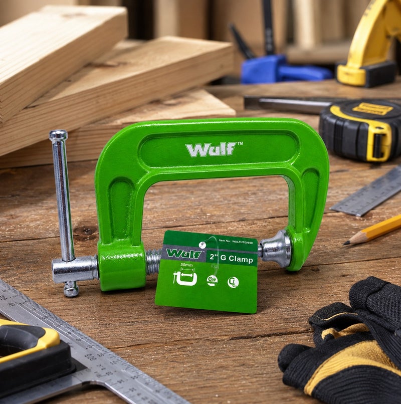 WULF 2-Inch Heavy-Duty G-Clamp 50mm Industrial Grade Chrome Vanadium Steel with High-Torque Screw Mechanism, Professional Clamping Tool for Metalworking, Woodworking, Welding & DIY Projects - Image 4